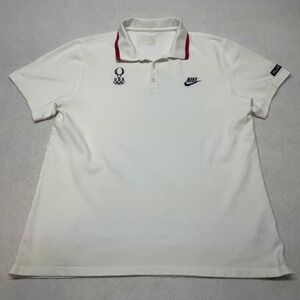 Vintage Nike Polo Mens Large White Beijing 2008 Olympic USA Short Sleeve Y2K